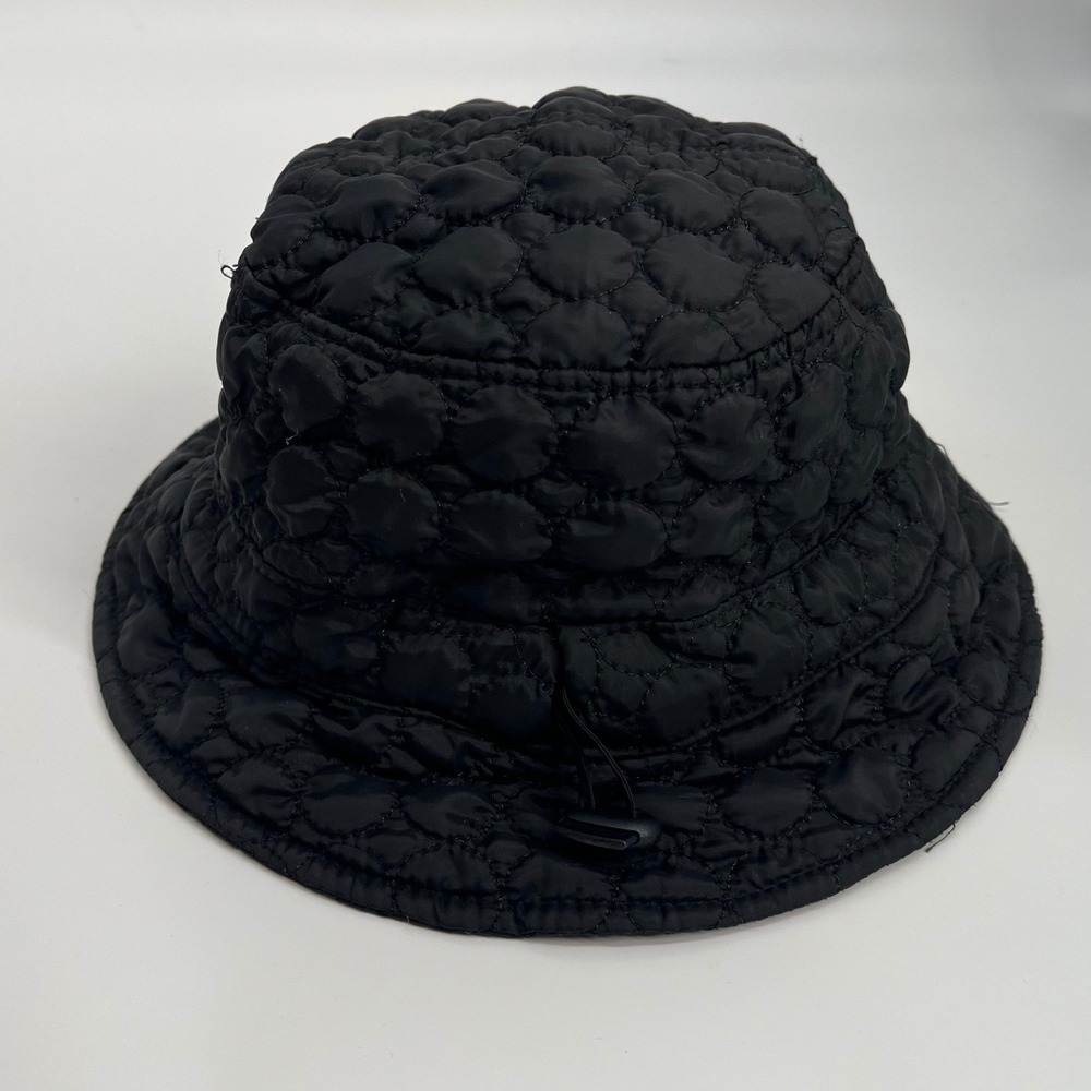 Angela & William Kids Quilted Bucket Hat Black Puffer Adjustable Toggle CL-01